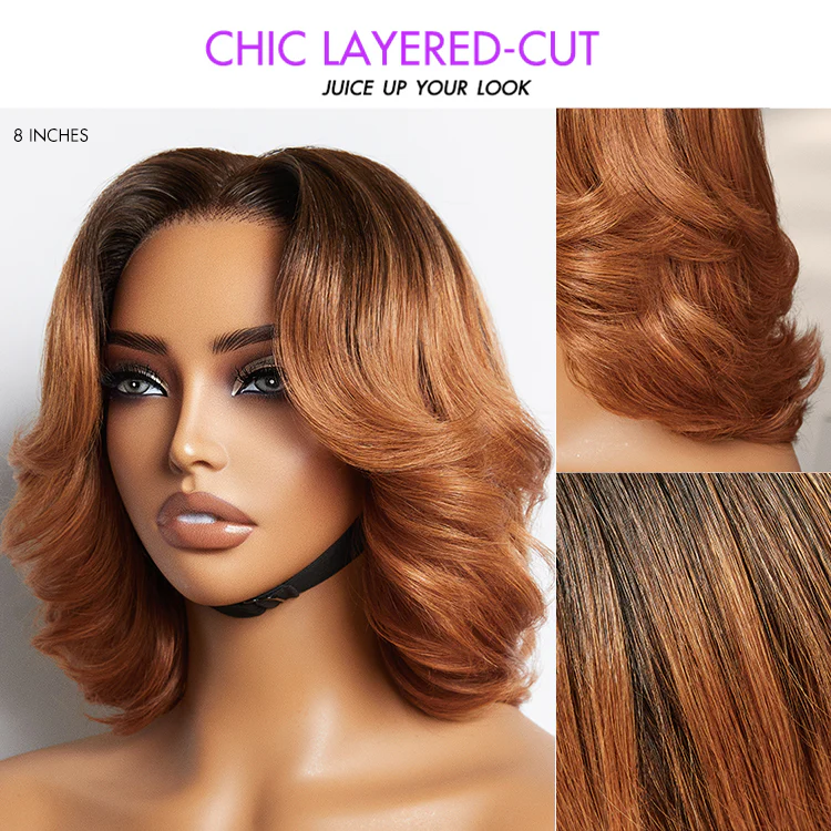 1 SEC INSTALL WIG | Elegant Boss Vibe Short Pixie Cut Ombre Ginger Glueless Minimalist HD Lace Wig Ready to Go - Image 4