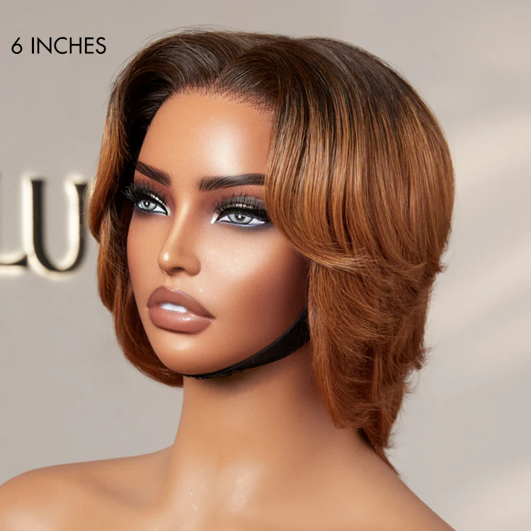 1 SEC INSTALL WIG | Elegant Boss Vibe Short Pixie Cut Ombre Ginger Glueless Minimalist HD Lace Wig Ready to Go - Image 6
