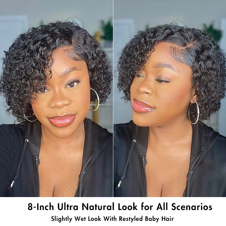 1 SEC INSTALL WIG | Honey Blonde Highlight / Natural Black Kinky Curly Glueless Minimalist HD Lace Classic Short Wig Pre-Cut Lace - Image 9