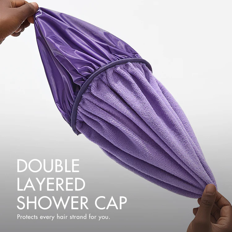 1pc Dual-Layer Shower Cap, Perfect for All Hair Lengths, Breathable & Comfortable - Image 3