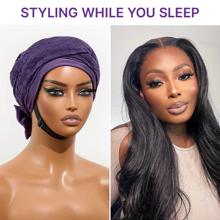 1PC Satin Wrap Bonnet for Long Hair, Frizz-Free Sleep & Effortless Waves by Morning - Image 5