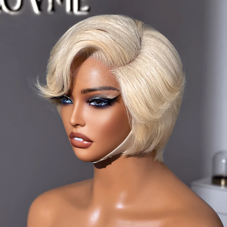 613 Blonde Pixie Cut Wig Glueless Minimalist HD Lace C Part Short Wig 100% Human Hair Pre-Cut Lace - LUVME GLUELESS™ - Image 5