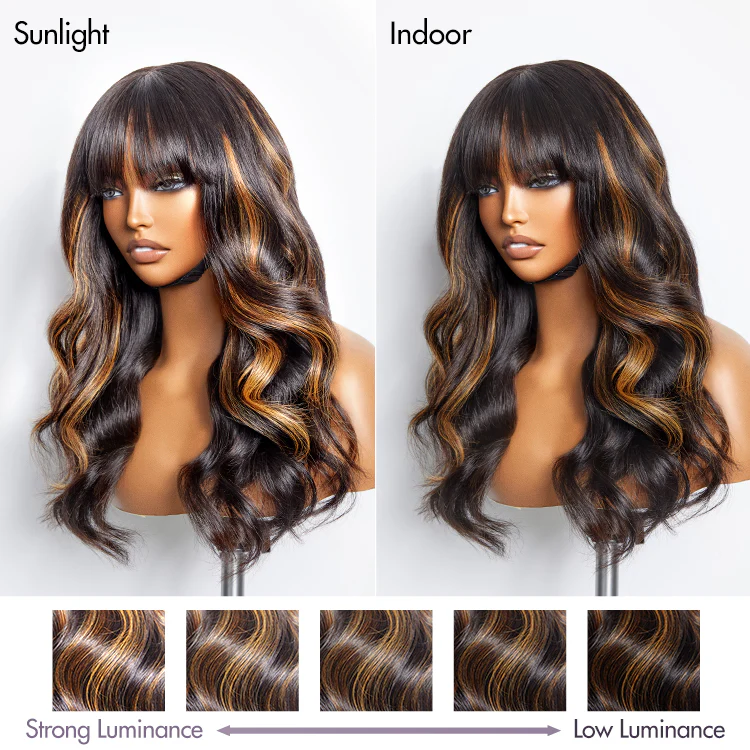 Blonde Highlight Loose Wave Glueless 5x5 Closure Lace Wig with Cute Bangs - US Only - Image 6