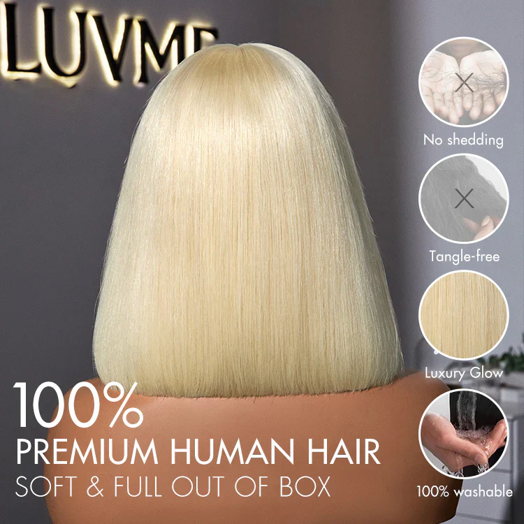 Easily Redyed 613 Blonde Blunt Cut Bob Wig Glueless Deep Middle Part 2x6 HD Lace Wig Pre-Cut Lace - Image 6