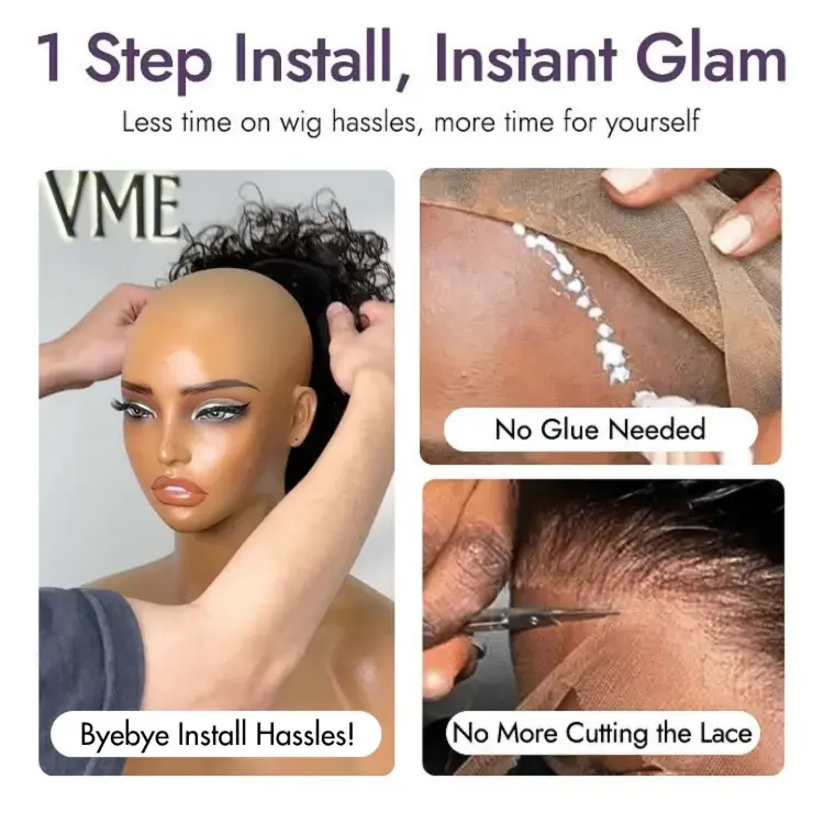 Exclusive Sale | Beginner Friendly Throw On & Go Short Bouncy Curls with Bangs Glueless Wig 100% Human Hair - US Only - Image 3