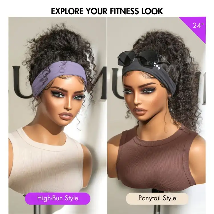 Exclusive Sale | Black / Brown Highlight Deep Wave Headband Wig (Get Free Trendy Headbands) - Image 3