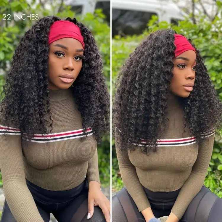Exclusive Sale | Black Deep Wave Headband Wig (Get Free Trendy Headbands) - Image 3