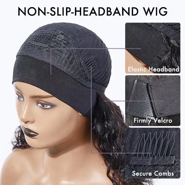 Exclusive Sale | Black Deep Wave Headband Wig (Get Free Trendy Headbands) - Image 9