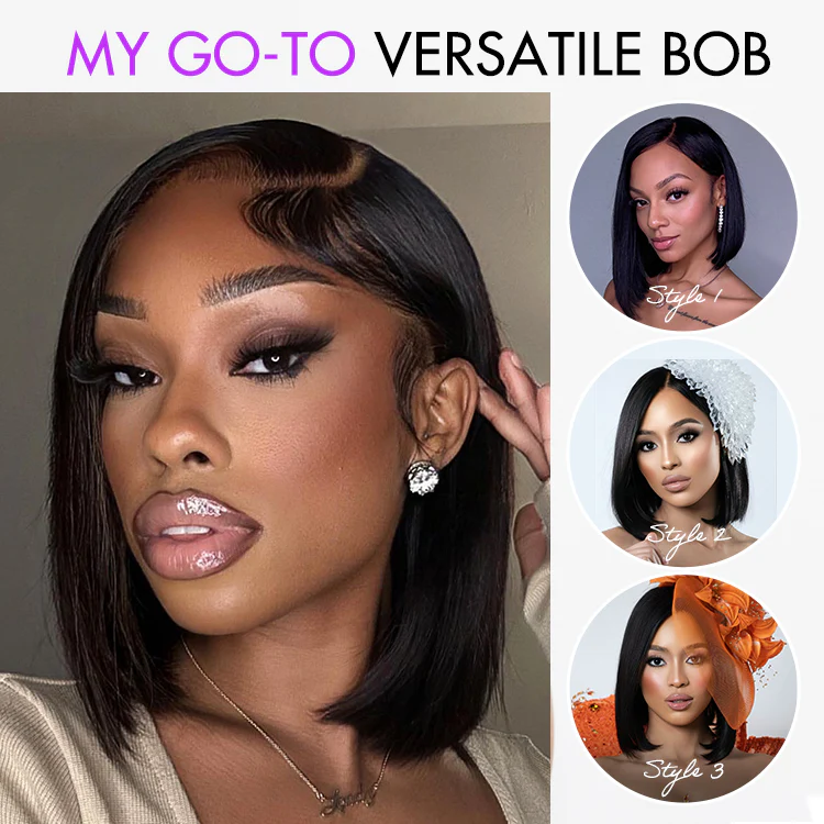 Exclusive Sale | PreMax Super Natural Hairline Silky Blunt Cut Bob Glueless 13x4 Frontal Lace Human Hair Short Wig Pre-Cut Lace - Image 4