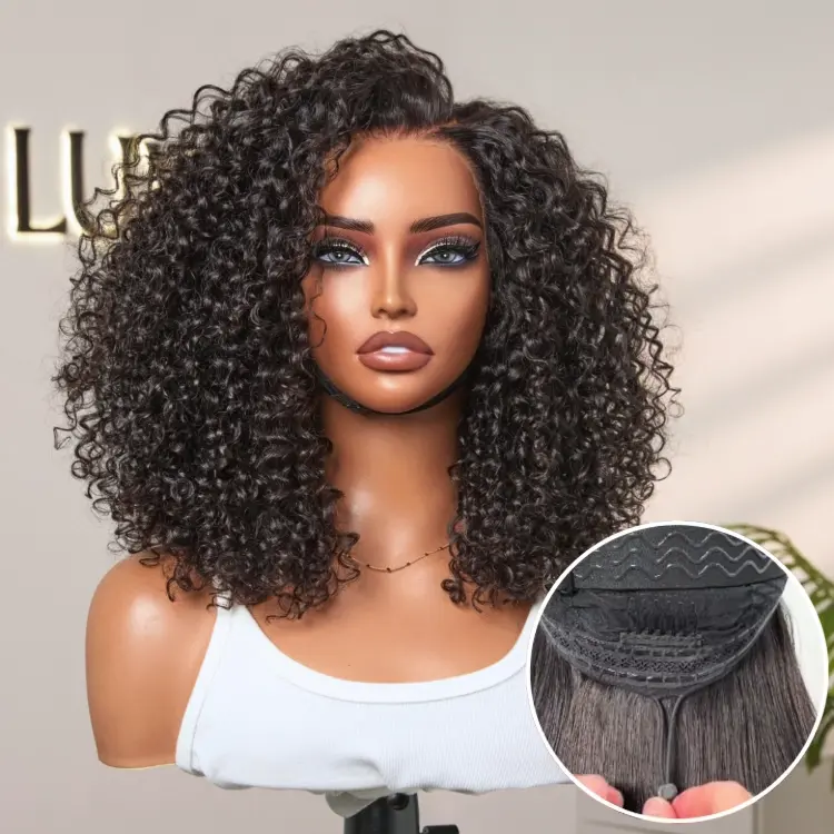 180% Density Face-Framing Trendy Curly Wig Glueless Ear-to-ear Wide T Lace Front Wig Human Hair Pre-Cut Lace - Image 11