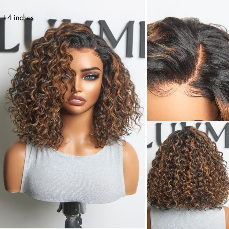 Luvme All-Day Comfort™ Wig Brown Highlight Deep Wave Glueless Minimalist HD Lace Curly Wig Pre-Cut Lace - Image 5