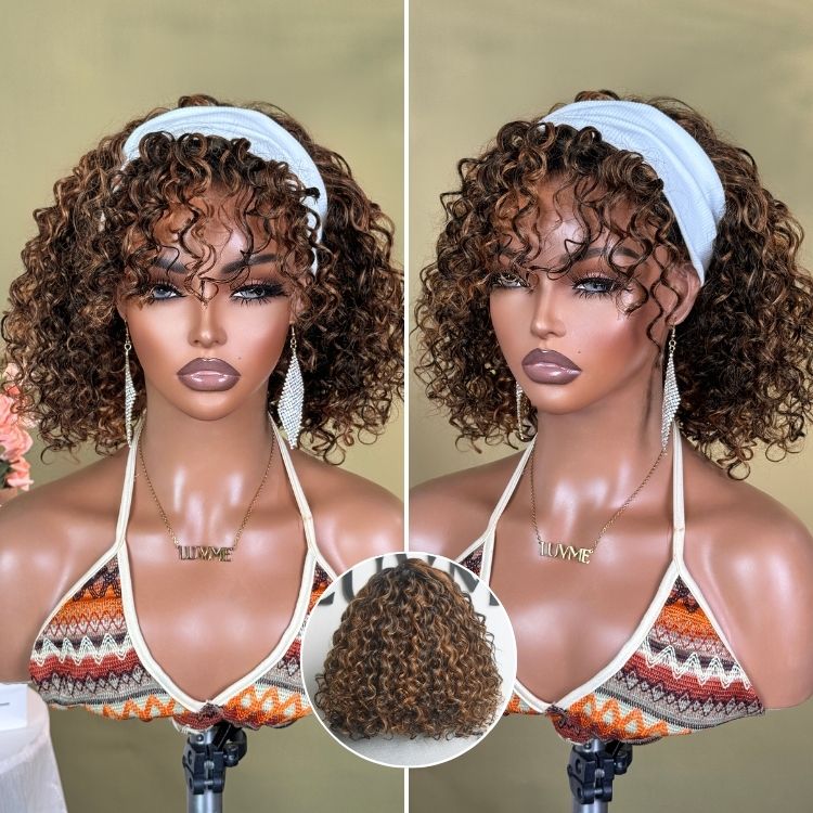 Luvme All-Day Comfort™ Wig Brown Highlight Deep Wave Glueless Minimalist HD Lace Curly Wig Pre-Cut Lace - Image 7