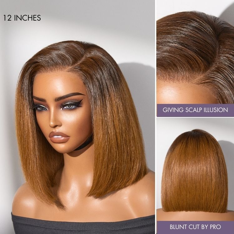 Luvme All-Day Comfort™ Wig Ombre Ginger Blunt Cut Bob Glueless Minimalist HD Lace Wig Pre-Cut Lace - Image 3