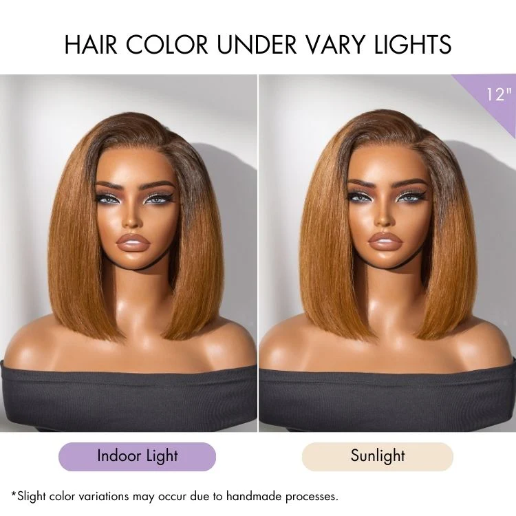 Luvme All-Day Comfort™ Wig Ombre Ginger Blunt Cut Bob Glueless Minimalist HD Lace Wig Pre-Cut Lace - Image 6