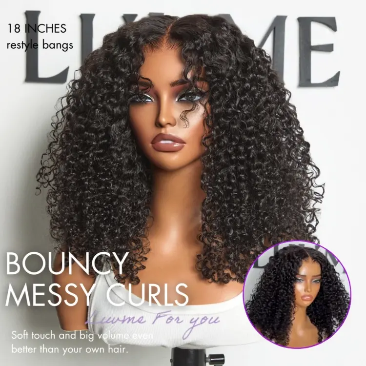 Luvme All-Day Comfort™ Wig 180% Density Voluminous & Bouncy Messy Burmese Curly Glueless 7x6 Closure HD Lace Human Hair Wig Pre-Cut Lace - Image 3