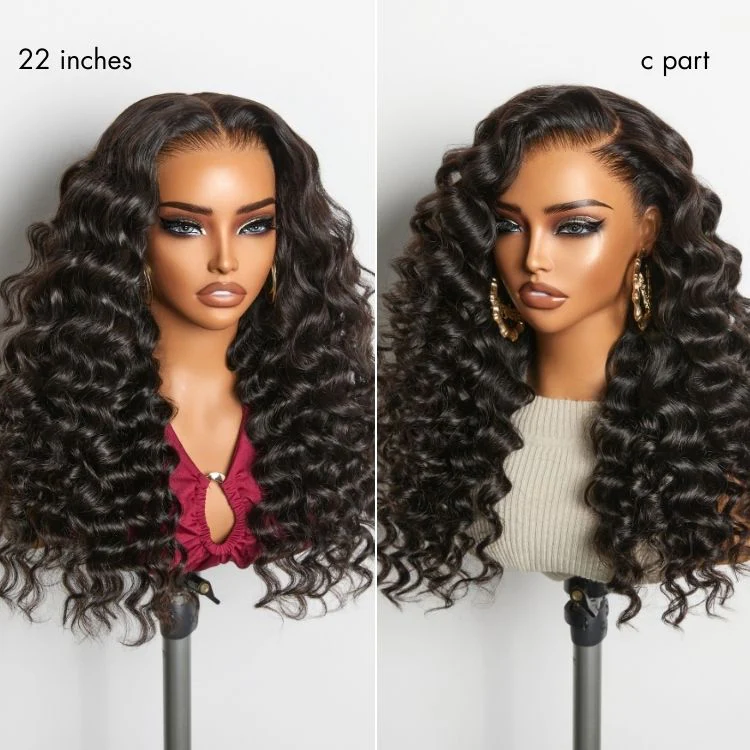 NatureMAX 200% Density Deep Wave Glueless 13x6 HD Lace Front Wig Human Hair Pre-Cut Lace Flexi-Fit Drawstring Cap - Image 10