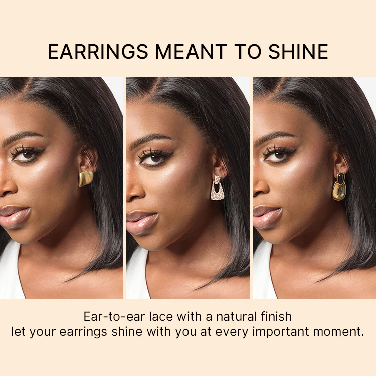 NatureMAX™ Silky Blunt Cut Bob Glueless Ear-to-ear 13x4 HD Lace Front Wig Pre-Cut Lace Flexi-Fit Drawstring Cap - Image 4