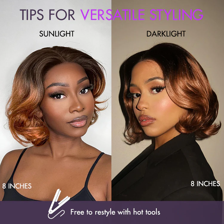 New Customers Only | 1 SEC INSTALL WIG | Elegant Boss Vibe Short Pixie Cut Natural Black / Ombre Brown Glueless Minimalist HD Lace Wig Pre Cut Lace - Image 11
