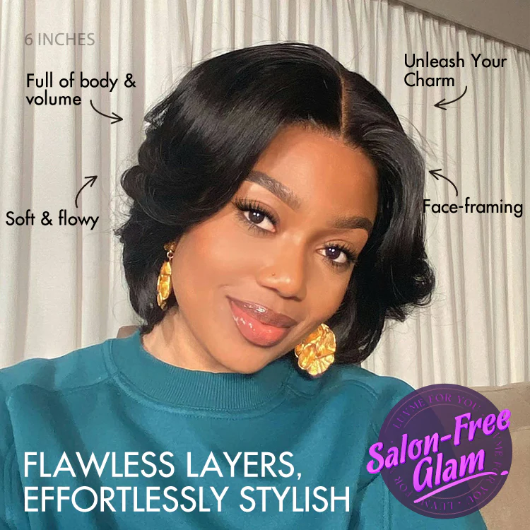 New Customers Only | 1 SEC INSTALL WIG | Elegant Boss Vibe Short Pixie Cut Natural Black / Ombre Brown Glueless Minimalist HD Lace Wig Pre Cut Lace - Image 5