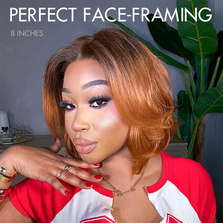 New Customers Only | 1 SEC INSTALL WIG | Elegant Boss Vibe Short Pixie Cut Natural Black / Ombre Brown Glueless Minimalist HD Lace Wig Pre Cut Lace - Image 9