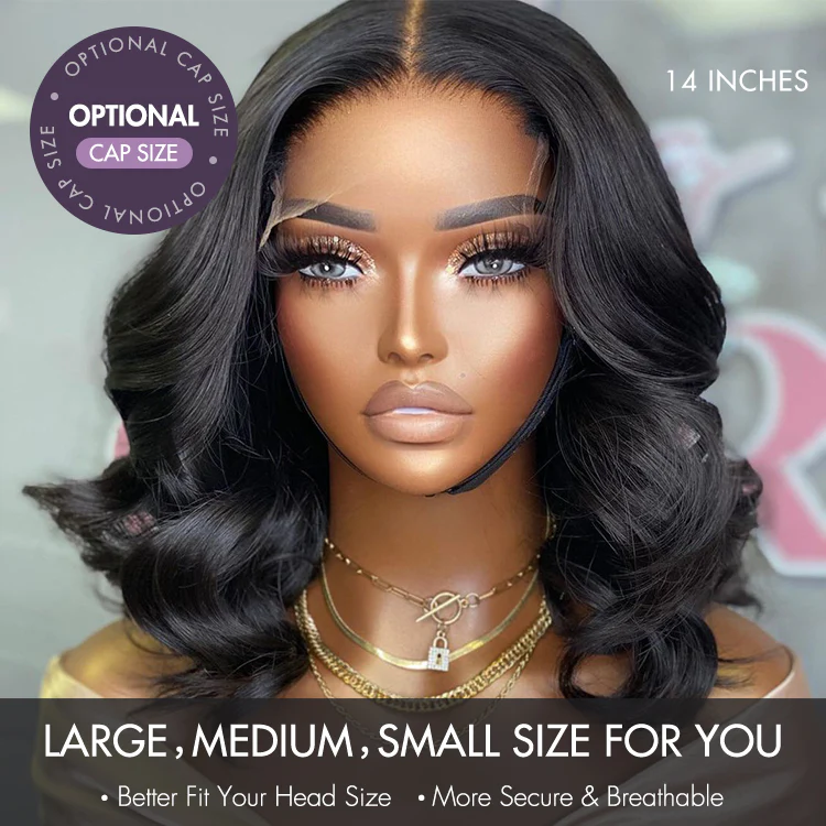 New Customers Only | 1 SEC INSTALL WIG | Gorgeous Natural Black Loose Wave 5x5 Closure Lace Glueless Short Wig 100% Human Hair | Large & Small Cap Size - Image 3