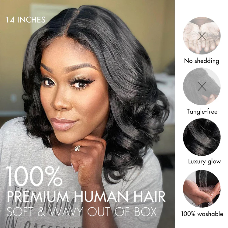 New Customers Only | 1 SEC INSTALL WIG | Gorgeous Natural Black Loose Wave 5x5 Closure Lace Glueless Short Wig 100% Human Hair | Large & Small Cap Size - Image 6