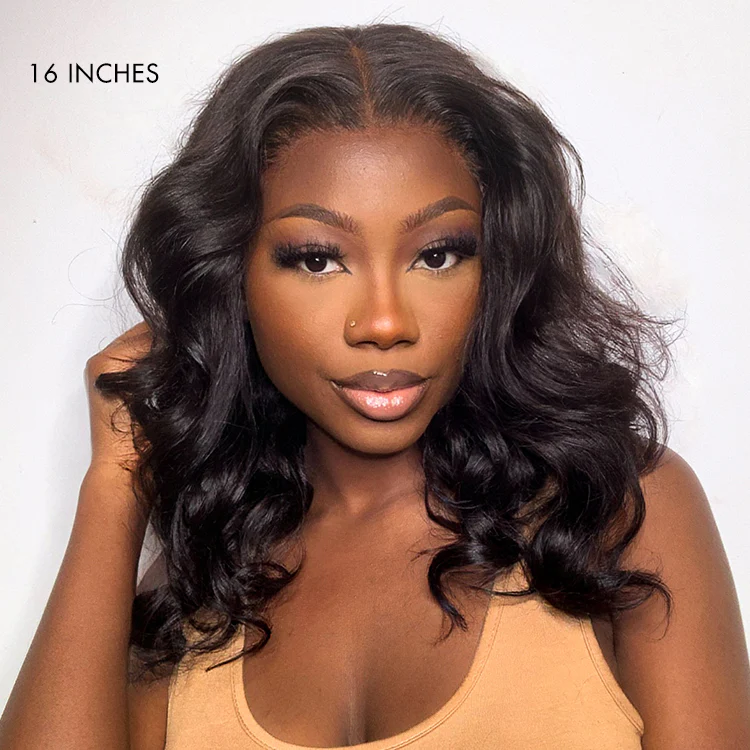 New Customers Only | 1 SEC INSTALL WIG | Gorgeous Natural Black Loose Wave 5x5 Closure Lace Glueless Short Wig 100% Human Hair | Large & Small Cap Size - Image 7
