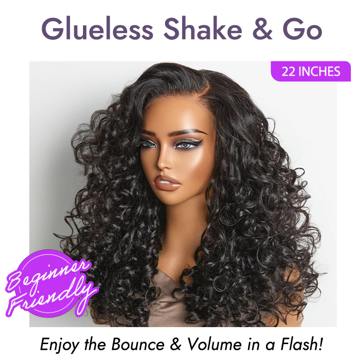 New Customers Only | 180% Density Bouncy Curls Glueless 5x5 Closure Pre-Cut Lace Layered Curly Wig Breathable Cap  - US Only - Image 3