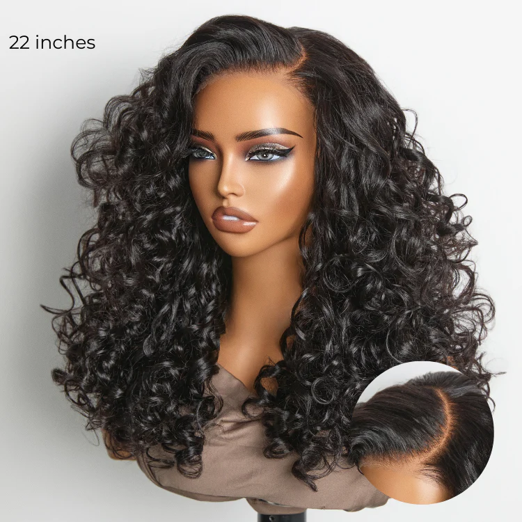 New Customers Only | 180% Density Bouncy Curls Glueless 5x5 Closure Pre-Cut Lace Layered Curly Wig Breathable Cap  - US Only - Image 5