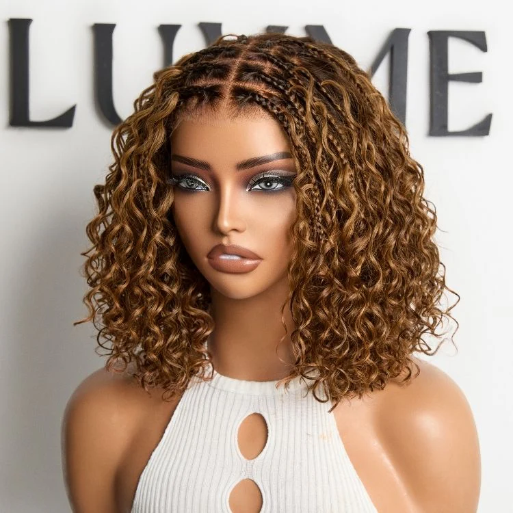 New Customers Only | Boho Braids Deep Curly Glueless 5x5 Closure Lace with Braided Top Human Hair Wig Pre-Cut Lace - Image 11