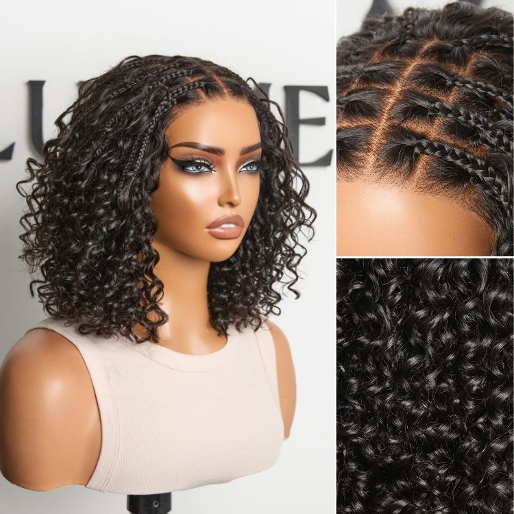 New Customers Only | Boho Braids Deep Curly Glueless 5x5 Closure Lace with Braided Top Human Hair Wig Pre-Cut Lace - Image 8