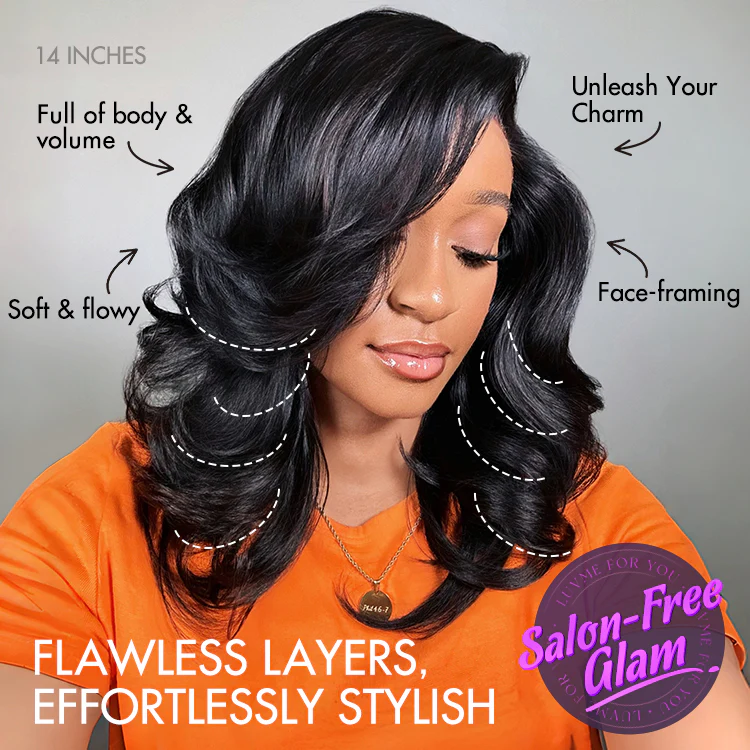 New Customers Only | Effortlessly Chic Layered Haircut Wavy Glueless HD Minimalist Lace Short Wig - Image 4