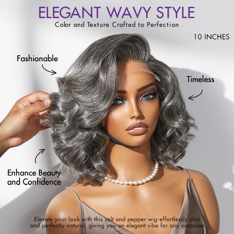 New Customers Only | Mature Boss Salt and Pepper Bouncy Egg Curls Glueless Minimalist HD Lace Grey Wig - Image 5