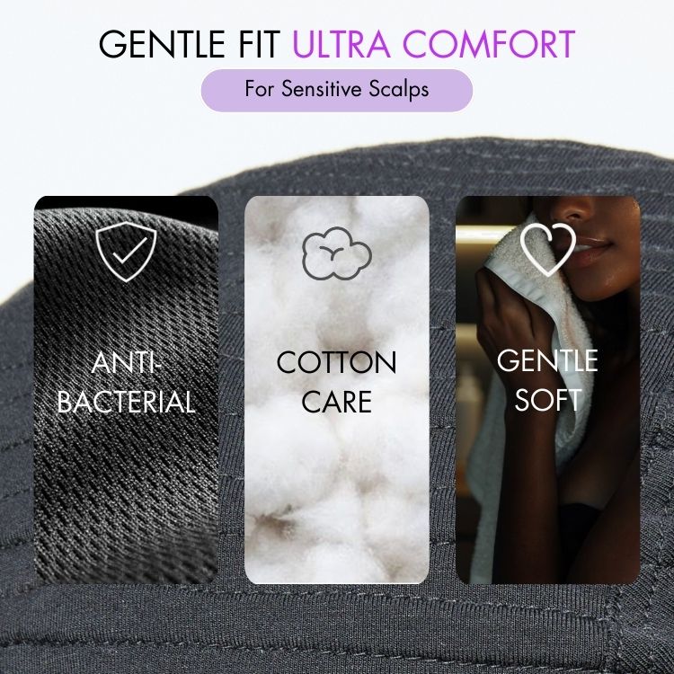 New Customers Only | Throw On & Go Brown Highlight Short Curly with Bangs Wig Ultra Comfort Cotton Cap Glueless Hair Loss Friendly Wig - Image 5