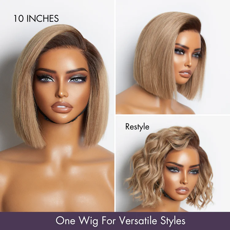 Ash Blonde Ombre Blunt Cut Bob Glueless Minimalist HD Lace Short Bob Wig Ready to Go Pre-Cut Lace - Image 6