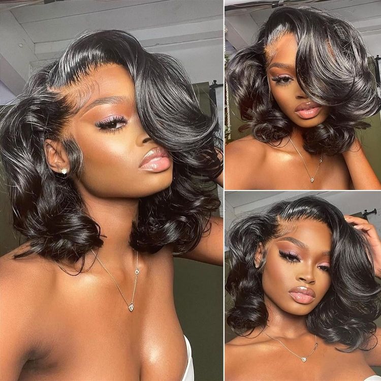 PreMax Loose Body Wave Short Bob Wig Glueless 13x4 Frontal Lace Human Hair Wig Pre-Cut Lace - US Only - Image 3