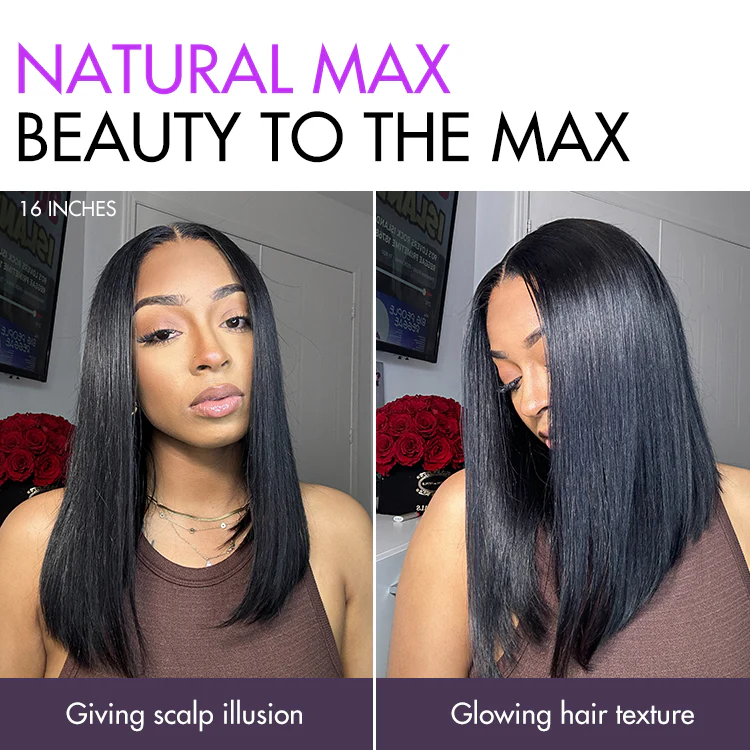 PreMax Wigs - Super Natural Hairline Silky Blunt Cut Bob Glueless 5x5 Closure Lace Wig - Image 3