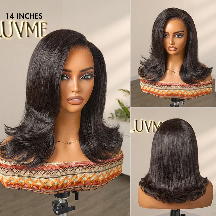 Retro 90s Flip Ends Bob Cut Wig Glueless 13x4 Frontal Lace Human Hair Wig - Image 11