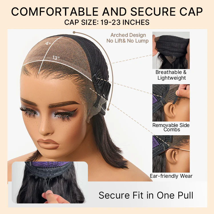 Retro 90s Flip Ends Bob Cut Wig Glueless 13x4 Frontal Lace Human Hair Wig - Image 13