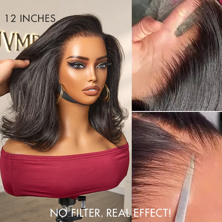 Retro 90s Flip Ends Bob Cut Wig Glueless 13x4 Frontal Lace Human Hair Wig - Image 8