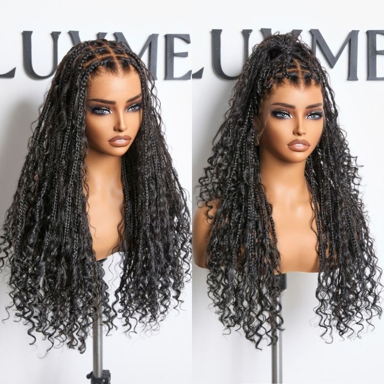 Special Offer | Flexi-Fit Invisi Drawstring Cap Full Lace Knotless Boho Curls Braided Long Wig Super Natural Scalp - Image 10