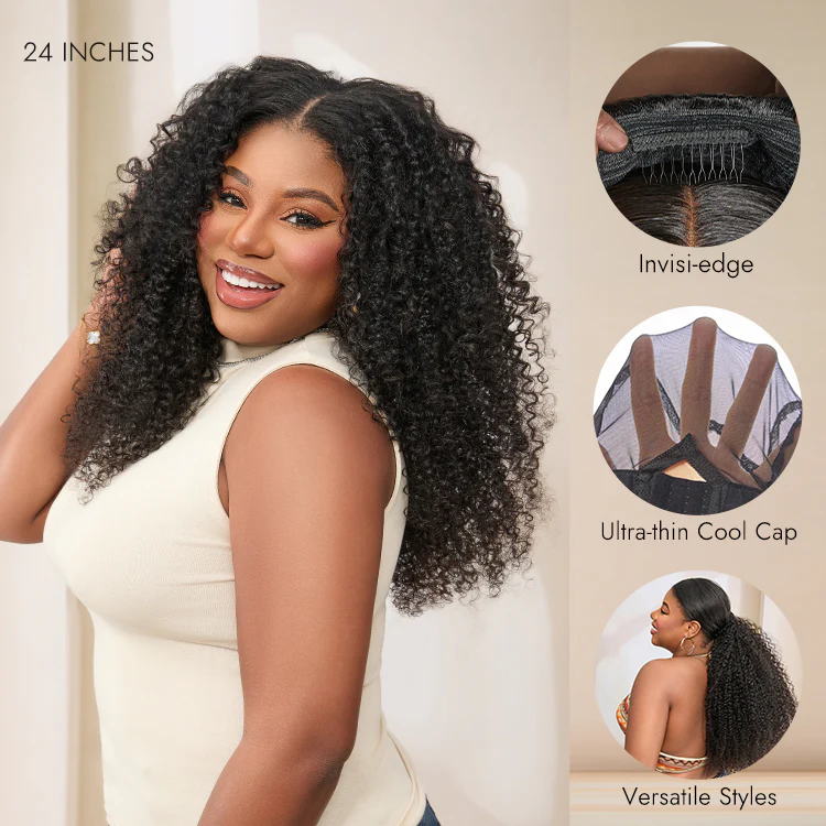 Tiktok Exclusive Deal | Luvme Too Easy Texture™ 3-In-1 Half Wig 180% Density Kinky Curly / Yaki Straight / Water Wave Glueless Flexi-Fit Drawstring Wig - Image 4