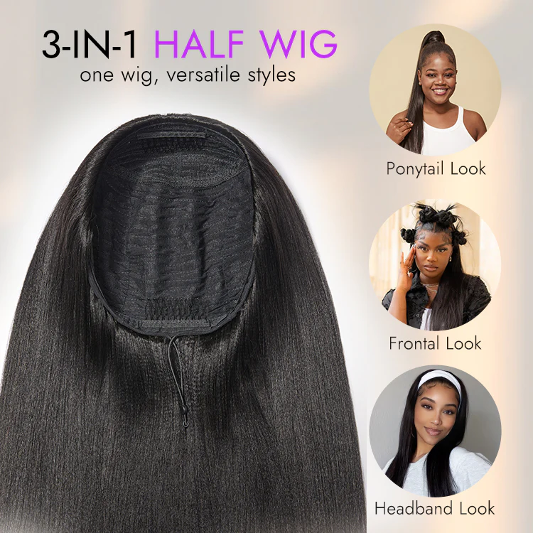 Tiktok Exclusive Deal | Luvme Too Easy Texture™ 3-In-1 Half Wig 180% Density Kinky Curly / Yaki Straight / Water Wave Glueless Flexi-Fit Drawstring Wig - Image 6