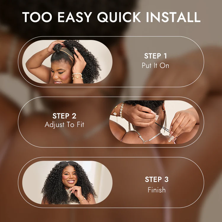 Tiktok Exclusive Deal | Luvme Too Easy Texture™ Wig 180% Density  Kinky Curly / Yaki Straight Glueless V Part Flexi-Fit Drawstring Wig - Image 5