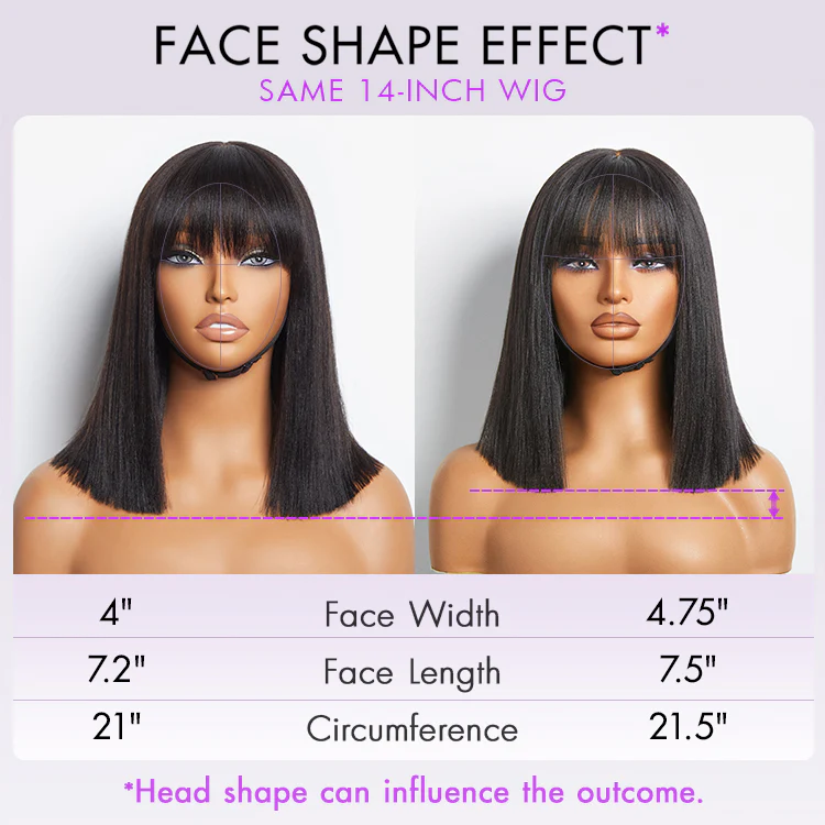 Tiktok Exclusive Deal | Put On and Go Realistic Glueless Yaki Straight Bob with Bangs Minimalist Lace Wig 100% Human Hair - Image 11