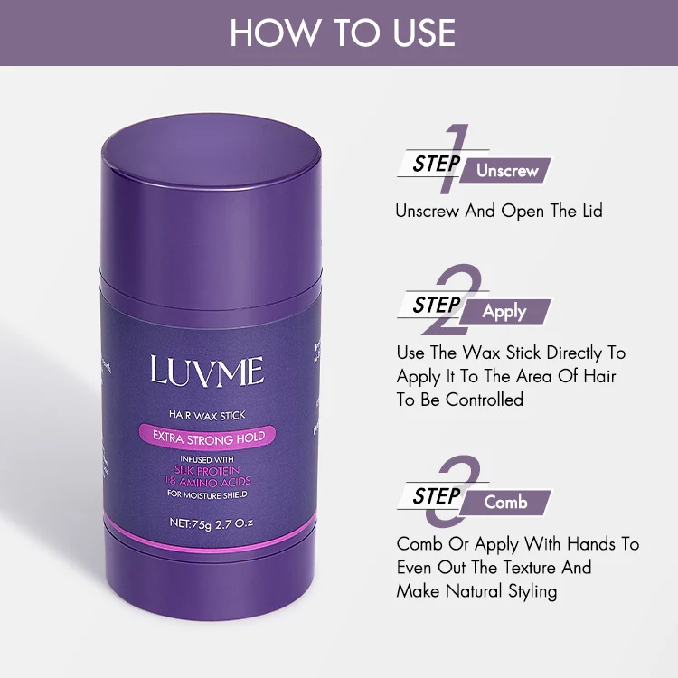 US Only | Hair Wax Stick 24 Hours Lasting for Flyaways, Edge Control, Baby Hair, Non-greasy Styling | LUVME HAIR™ - Image 5