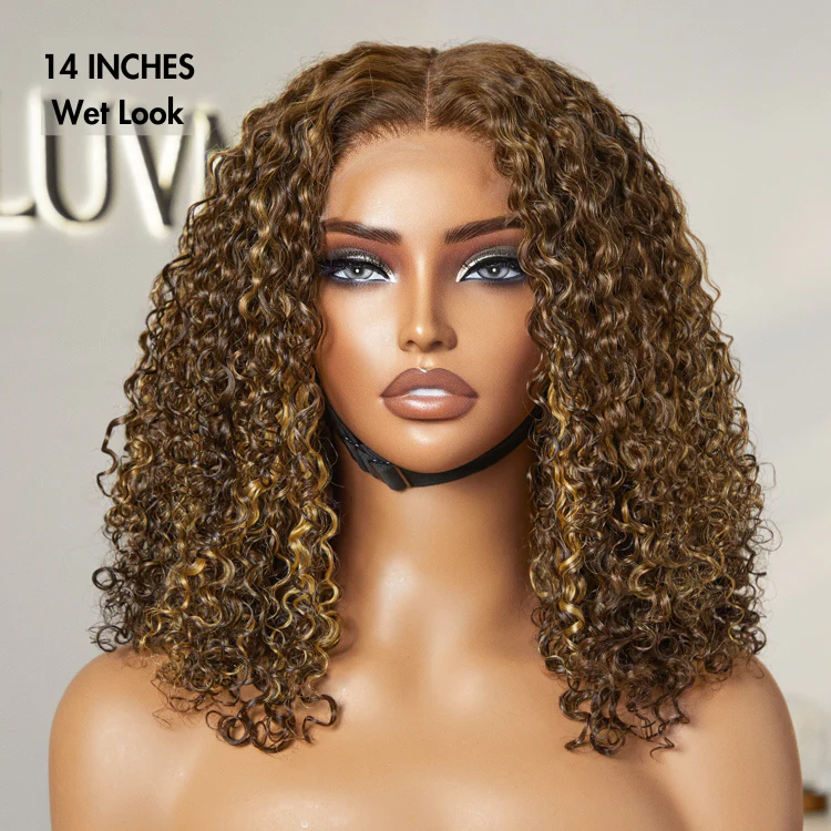 Weekly Special | Honey Blonde Highlight Kinky Curly Glueless 5x5 Closure HD Lace Wig Breathable Cap- US Only - Image 3